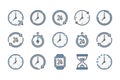 Time and clock related color line icon set. Royalty Free Stock Photo